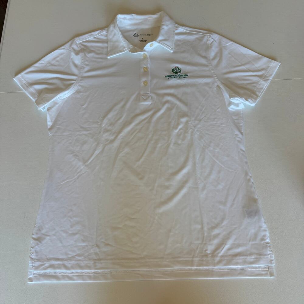 Augusta National Women's Amateur White Golf Polo Shirt Short Sleeve Large